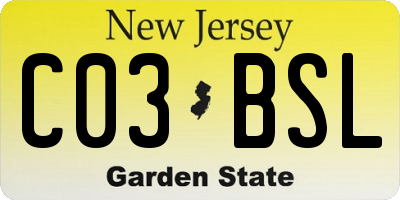 NJ license plate C03BSL