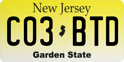 NJ license plate C03BTD