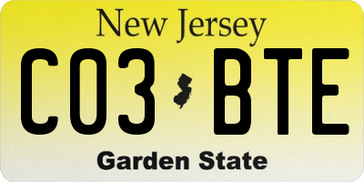 NJ license plate C03BTE