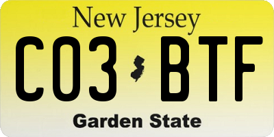 NJ license plate C03BTF