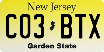 NJ license plate C03BTX