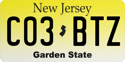 NJ license plate C03BTZ