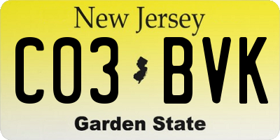NJ license plate C03BVK