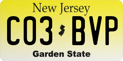 NJ license plate C03BVP