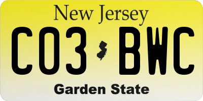 NJ license plate C03BWC