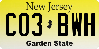 NJ license plate C03BWH