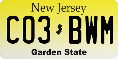NJ license plate C03BWM
