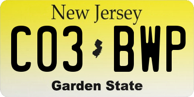 NJ license plate C03BWP