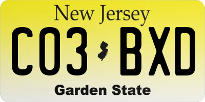 NJ license plate C03BXD