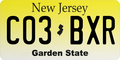 NJ license plate C03BXR