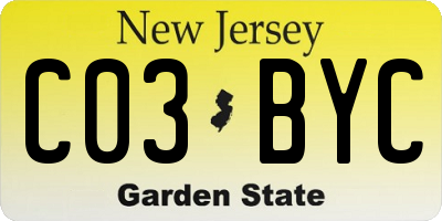 NJ license plate C03BYC