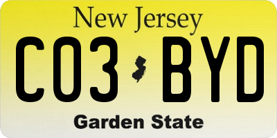NJ license plate C03BYD