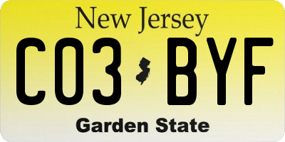 NJ license plate C03BYF