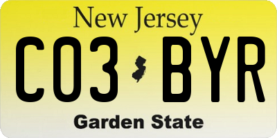 NJ license plate C03BYR