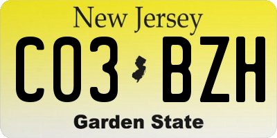 NJ license plate C03BZH