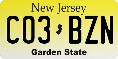 NJ license plate C03BZN