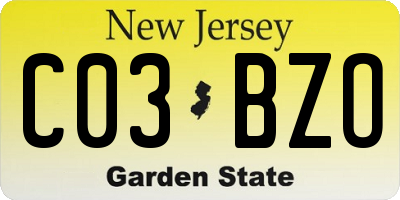 NJ license plate C03BZO