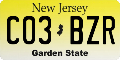 NJ license plate C03BZR