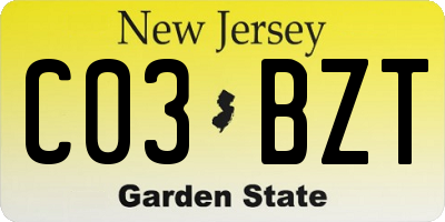 NJ license plate C03BZT