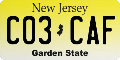 NJ license plate C03CAF