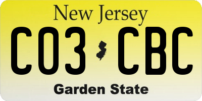NJ license plate C03CBC