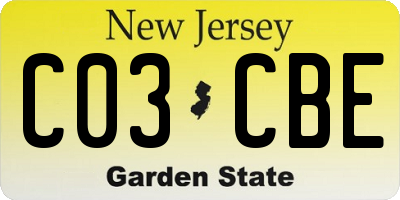NJ license plate C03CBE
