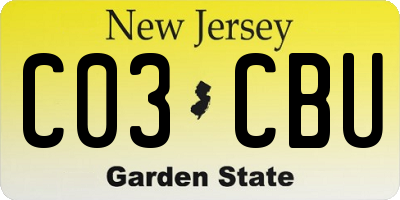 NJ license plate C03CBU