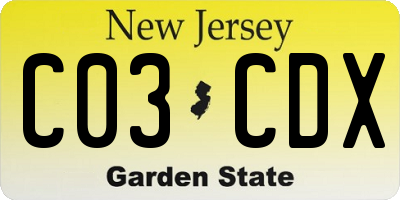 NJ license plate C03CDX