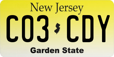 NJ license plate C03CDY