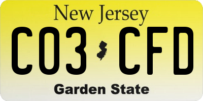 NJ license plate C03CFD