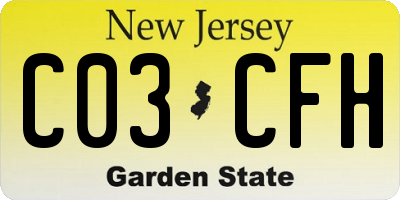 NJ license plate C03CFH