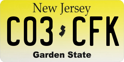 NJ license plate C03CFK