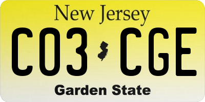 NJ license plate C03CGE