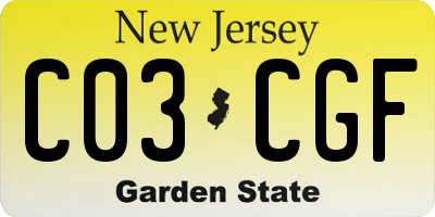 NJ license plate C03CGF