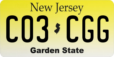 NJ license plate C03CGG