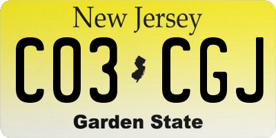 NJ license plate C03CGJ