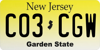 NJ license plate C03CGW
