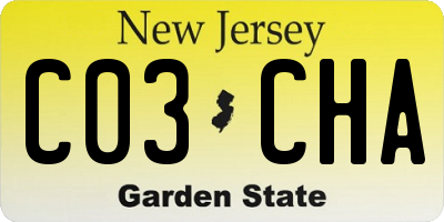 NJ license plate C03CHA
