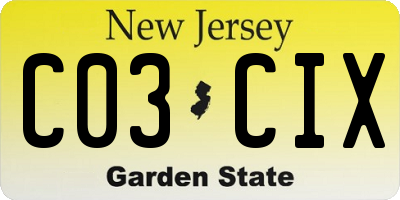 NJ license plate C03CIX
