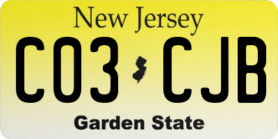 NJ license plate C03CJB