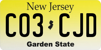 NJ license plate C03CJD