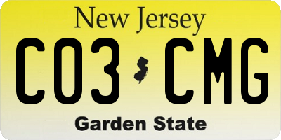 NJ license plate C03CMG