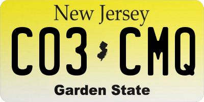 NJ license plate C03CMQ