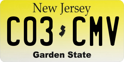 NJ license plate C03CMV