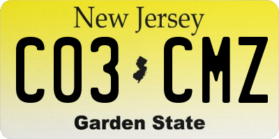 NJ license plate C03CMZ