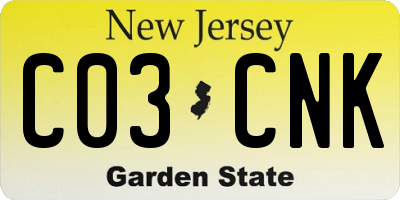NJ license plate C03CNK