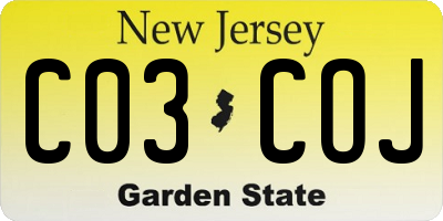 NJ license plate C03COJ