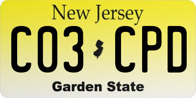 NJ license plate C03CPD