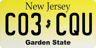 NJ license plate C03CQU