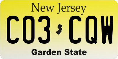 NJ license plate C03CQW